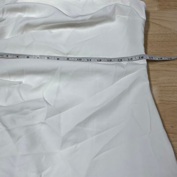 NWT Milly Ally Off-Shoulder Cady Dress Ecru White Size 12 Ruched Side Slit Hem - Picture 8 of 12